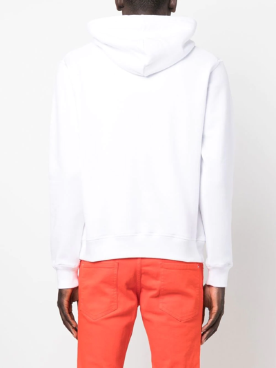 Dsquared2 Logo Print White Sweatshirt With Drawstring Hood In 白色