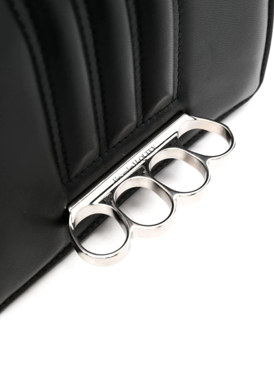 Shop Alexander Mcqueen Leather Chain-link Clutch-bag In 黑色