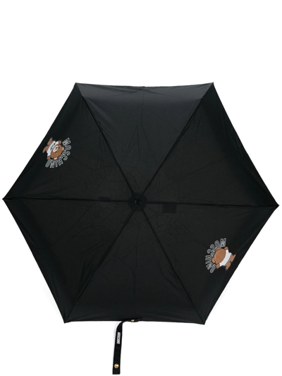 Shop Moschino Teddy Logo-print Umbrella In 黑色