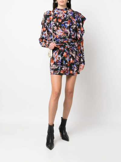 Shop Iro Floral Mini Dress In 黑色