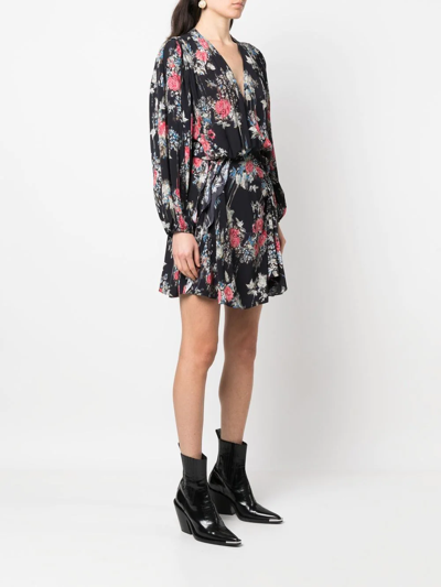 Shop Iro Floral Print Mini Dress In 黑色