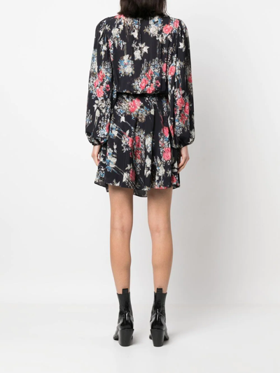 Shop Iro Floral Print Mini Dress In 黑色
