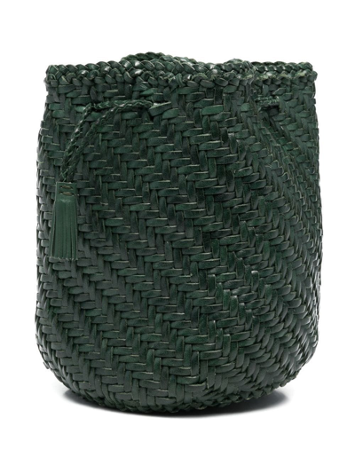 Dragon Diffusion Interwoven-design Bucket Bag In 绿色