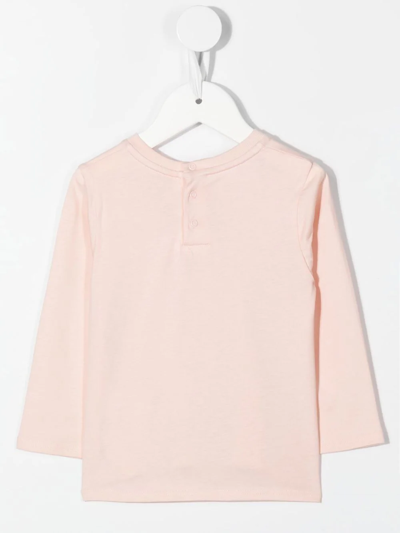 Shop Chloé Floral-embroidered Cotton T-shirt In 粉色