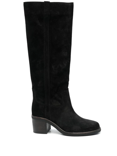 Shop Isabel Marant 55mm Knee-high Suede Boots In 黑色