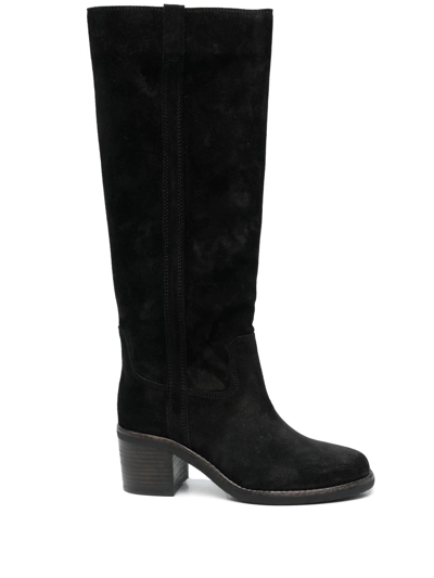 Isabel Marant Seenia Suede Knee-high Boots In Black