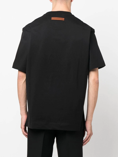 Shop Zegna Logo-print Cotton T-shirt In 黑色