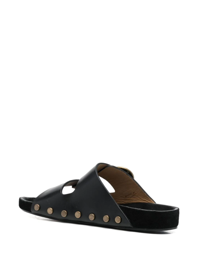 Isabel Marant Lennyo Studded Leather Slide Sandals In 黑色