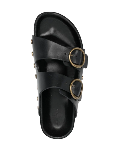 Isabel Marant Lennyo Studded Leather Slide Sandals In 黑色