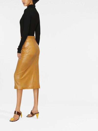 Shop Isabel Marant Blehor High-waisted Leather Skirt In 褐色