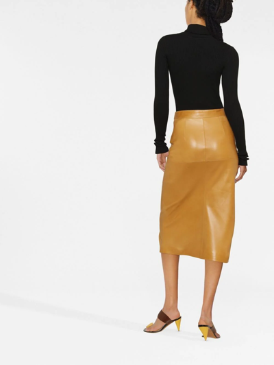 Shop Isabel Marant Blehor High-waisted Leather Skirt In 褐色