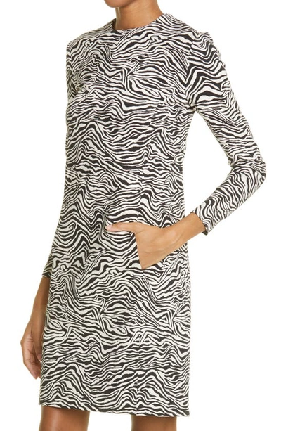 Shop Proenza Schouler Zebra Jacquard Cotton Blend Minidress In Black/ Ecru
