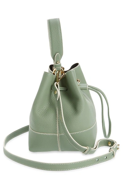 Shop Strathberry Lana Osette Leather Crossbody Bucket Bag In Sage