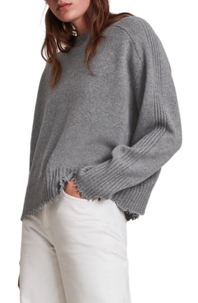 Shop Allsaints Kiera Cashmere Blend Crewneck Sweater In Grey Marl