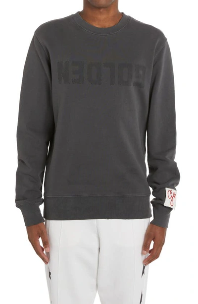 Golden Goose Golden M S Regular Sweatshirt Distressed Cotton Jersey With Logo Clothing In Gray