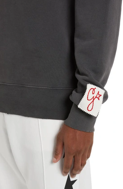 Golden Goose Golden M S Regular Sweatshirt Distressed Cotton Jersey With Logo Clothing In Gray