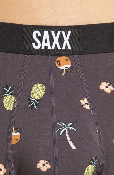 Shop Saxx Vibe Tropical Print Performance Boxer Briefs In Hot Tropic- Black