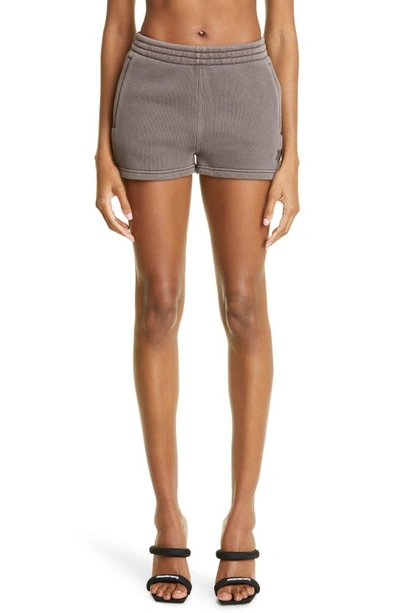 Shop Alexander Wang T Relaxed Fit Cotton Blend Sweat Shorts In Washed Cola