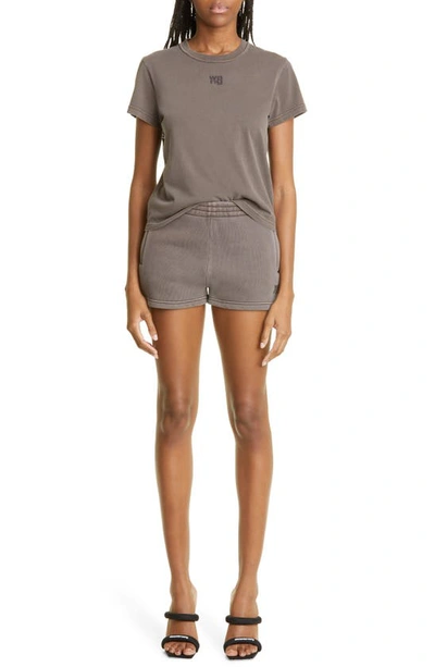 Shop Alexander Wang T Relaxed Fit Cotton Blend Sweat Shorts In Washed Cola