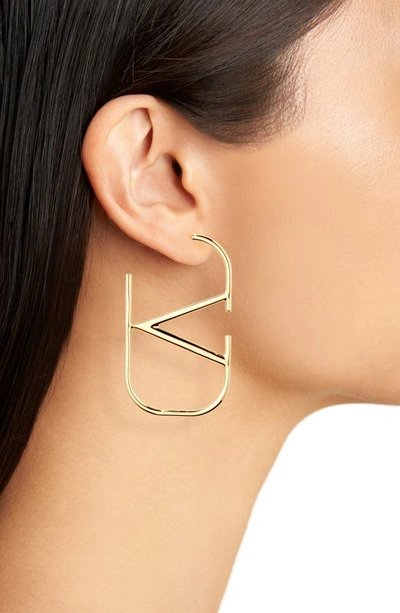 Shop Valentino Vlogo Hoop Earrings In Oro 18