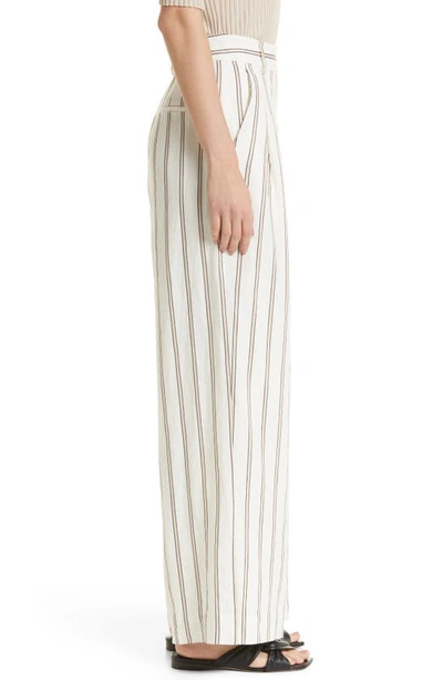 Shop By Malene Birger Cymbaria Stripe Wide Leg Linen Blend Trousers In Cream Snow