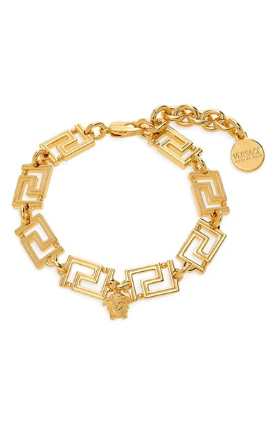 Shop Versace Grecca Link Bracelet In Warm Gold