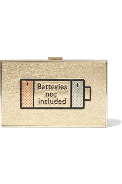 Anya Hindmarch Imperial Batteries Not Included Metallic Textured-leather Clutch In Gold