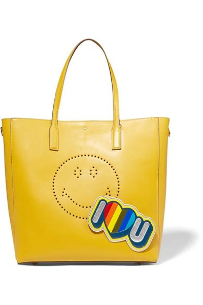 Shop Anya Hindmarch I Love You Metallic Textured-leather Sticker