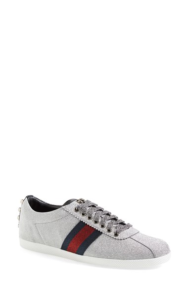 gucci glitter web sneaker with studs black