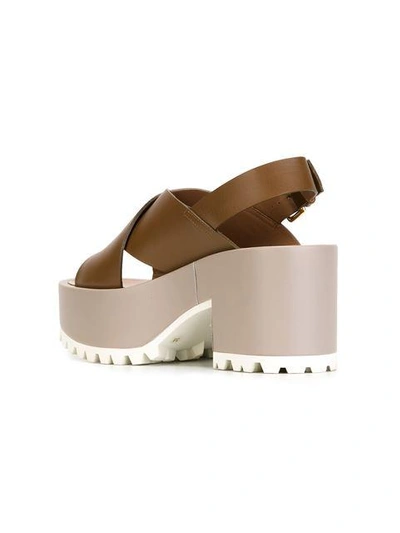 Shop Marni Crossover Strap Sandals - Brown