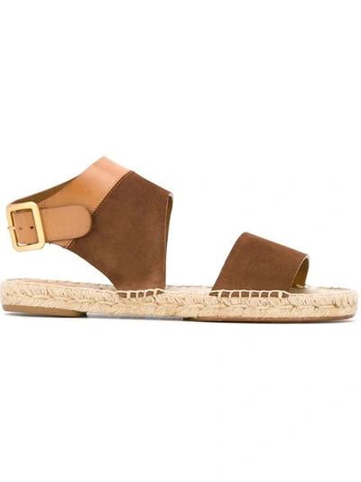 Chloé Suede & Leather Espadrille Flat Sandals In Brown