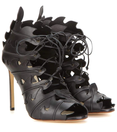 Shop Francesco Russo Cut-out Leather Sandals In Black