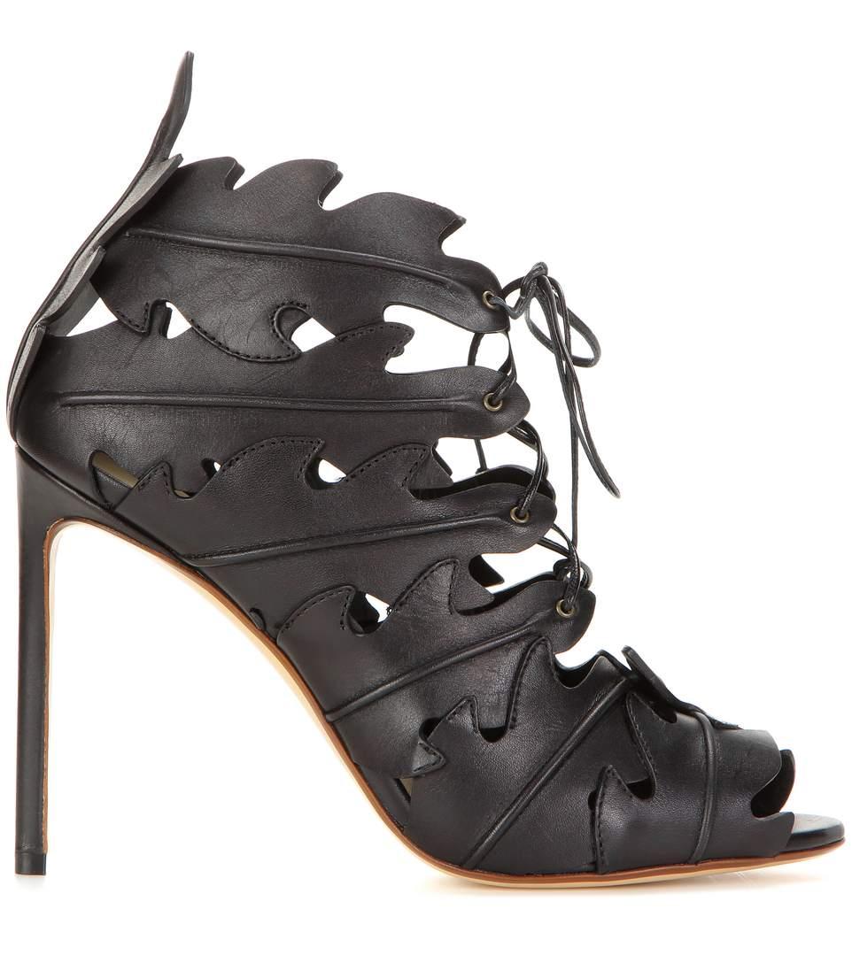 Francesco Russo Woman Laceup Leather Sandals Black ModeSens