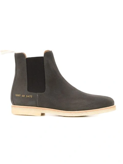 Common Projects Chelsea Suede Ankle Boots In Grey Suede Crepe