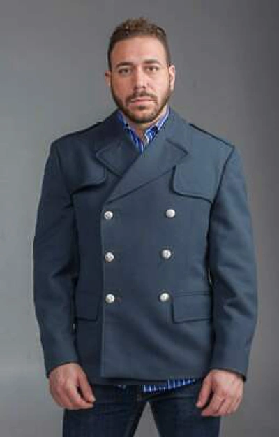 Pre-owned Blue 1960's Authentic Military Style Vintage Re-designed Swedih  Wool Peacoat