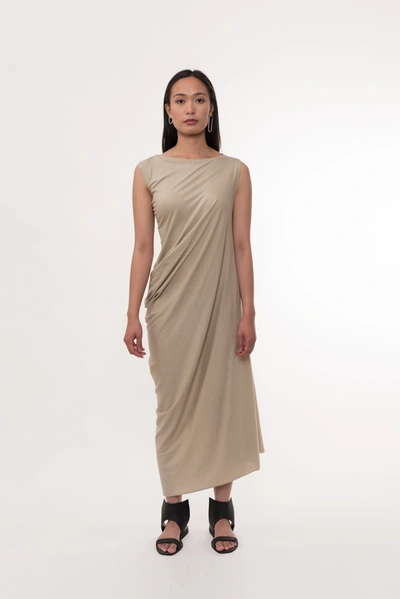 Pre-owned Undisclosed Asymmetric Monochrome Dress In Taupe