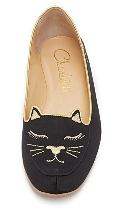 Shop Charlotte Olympia Cat Nap Slipper Set In Black