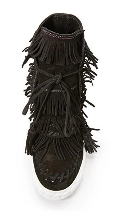 Casadei Fringe Sneaker Booties In Black | ModeSens