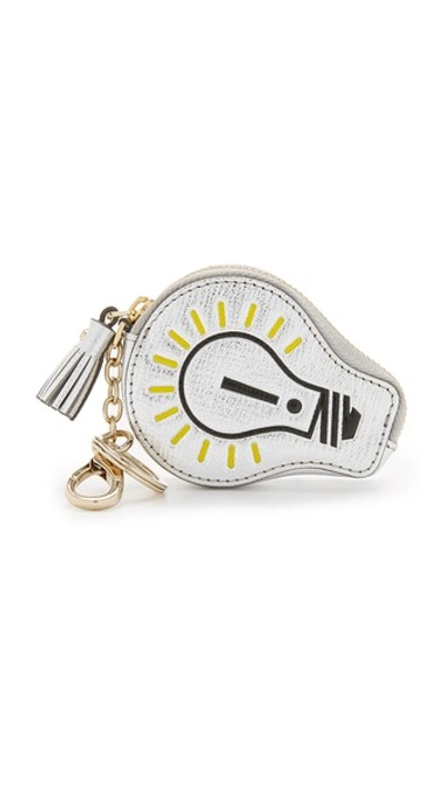 Anya Hindmarch Light Bulb Leather Coin Purse In Silver Metallic