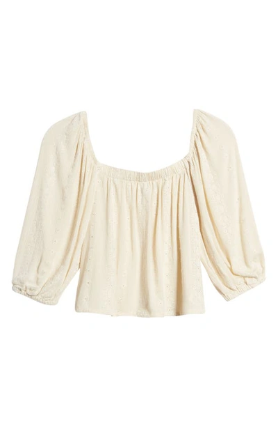 Shop Bb Dakota By Steve Madden Puff Off Embroidered Crop Top In Unbleached
