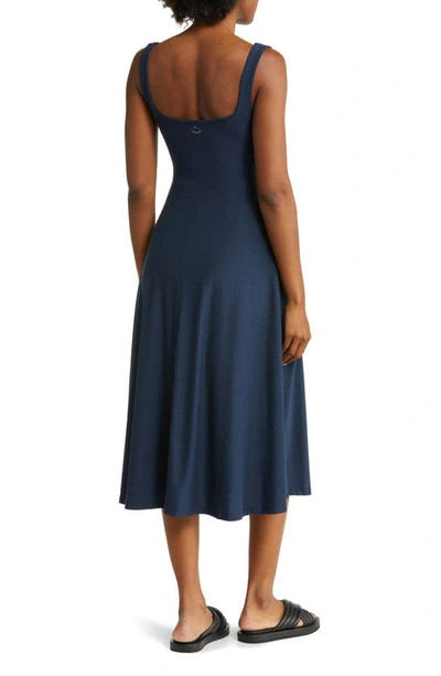 Shop Beyond Yoga Featherweight Square Neck Midi Dress In Nocturnal Navy