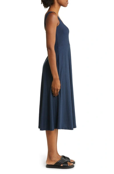 Shop Beyond Yoga Featherweight Square Neck Midi Dress In Nocturnal Navy