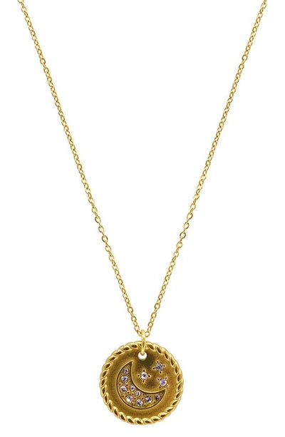 Shop Adornia Water Resistant Celestial Disc Pendant Necklace In Yellow