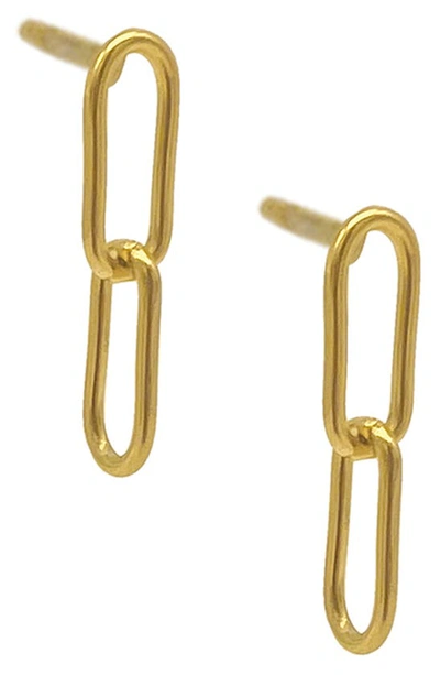 Adornia Tarnish Resistant 14k Gold Plated Paper Clip Chain Drop Earrings In Yellow