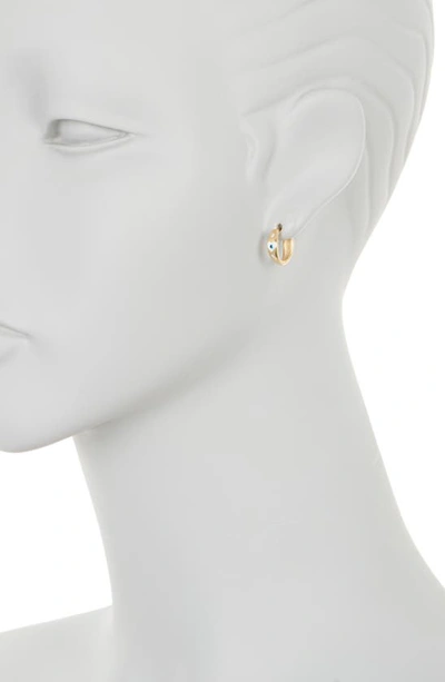 Gabi Rielle Sterling Silver Lucky Eye Crystal Huggie Hoop Earrings In Gold