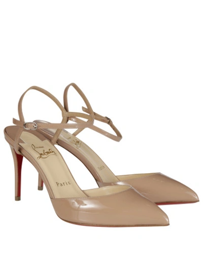 Christian Louboutin 85mm Rivierina Patent Leather Sandals, Nude