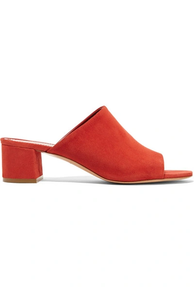 Mansur Gavriel 绒面革穆勒鞋 In Red