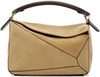 LOEWE Tan Suede & Leather Small Puzzle Bag