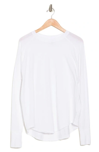 Z By Zella Vintage Washed Relaxed Long Sleeve Tee In White