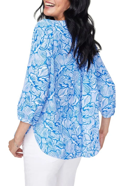 Shop Nydj High/low Crepe Blouse In Blue Cosmos
